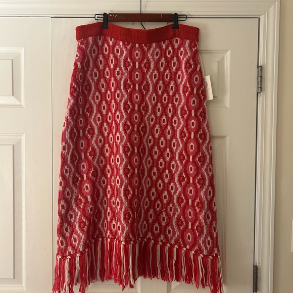 NWT Tuckernuck Hyacinth House Geo knit Mabel Mara midi skirt size XXL Pink Red - Picture 2 of 6